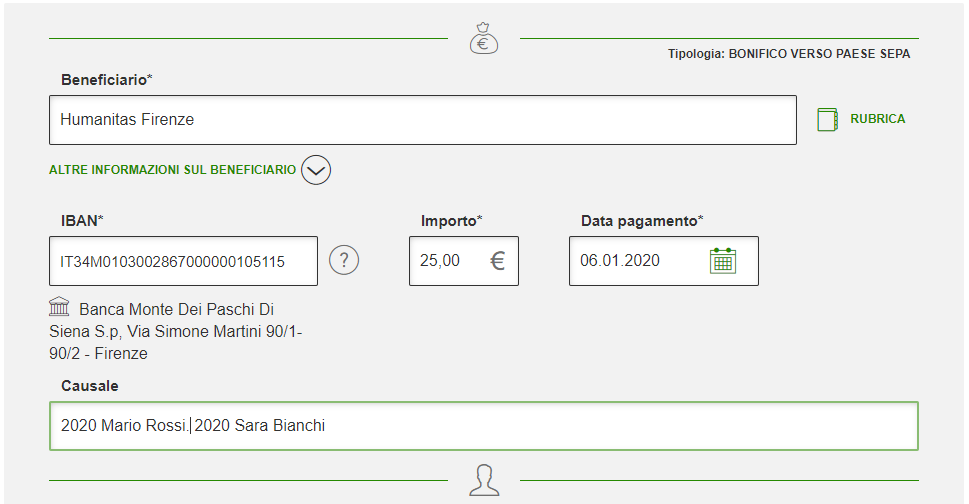 Tesseramento Banca Esempio